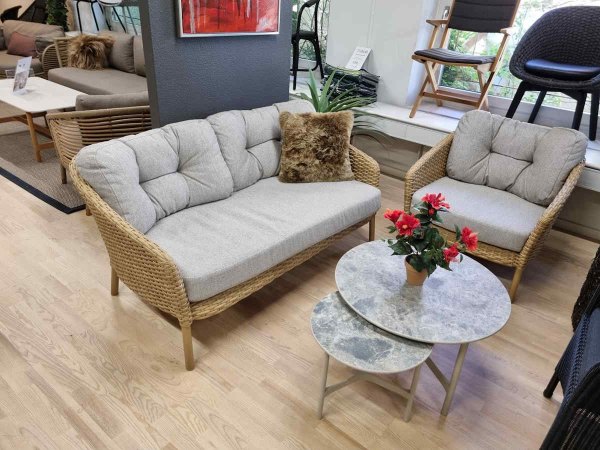 TILBUD - Cane-line OCEAN LARGE loungegruppe - 2-pers. sofa + stol + bord